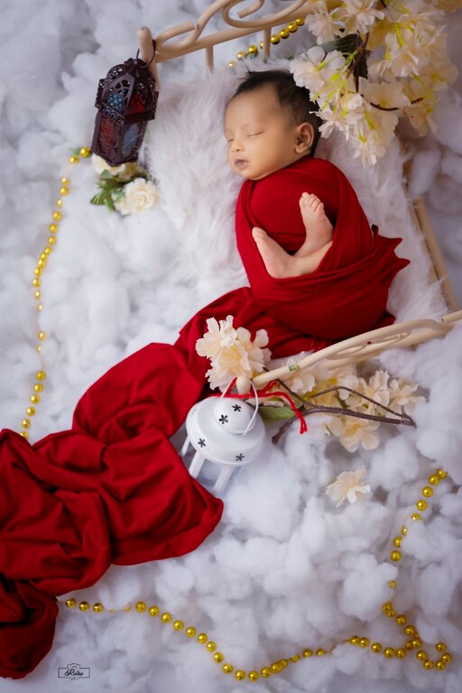 Newborn Snow Theme With Red Wrapping Setup 117